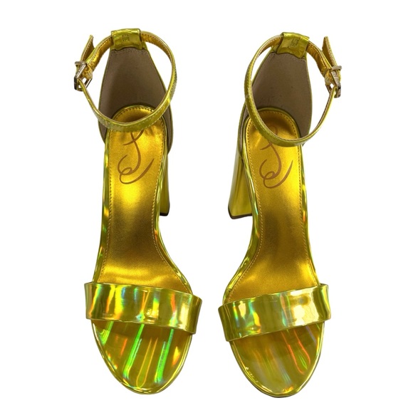 NWOT Sam Edelman Yaro Mimosa Gold Block Heel Ankle Strap Sandals Size 7.5M - Picture 4 of 16